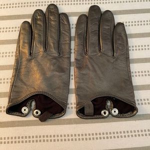 Grey Metallic Club Monaco leather gloves